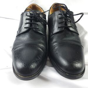 Florsheim Mens Size 9D Black Leather Cap Toe Derby Oxford Ortholite Dress Shoes